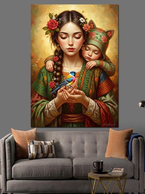 Artmeg Ispanyol Kadın Taç Çiçek Dekoratif Kanvas - Mdf Ahşap Tablo