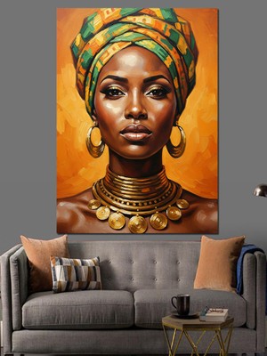 Artmeg Afrikalı Rengarenk Kadın Dekoratif Kanvas - Mdf Ahşap Tablo
