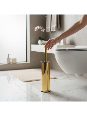 İsaoğlu Yapı Klozet Fırçası Gold Tuvalet Fırçası Paslanmaz Çelik Altın Banyo Fırça