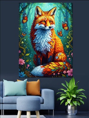 Karizma Tablo Ormanda Duran Kızıl Tilki Dekoratif Kanvas - Mdf Ahşap Tablo