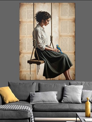 Karizma Tablo Pencere Önü Kitap Okuma Dekoratif Kanvas - Mdf Ahşap Tablo