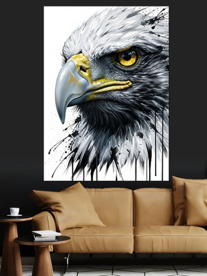 Artmeg Uçuşan Tüy Kartal Portresi Dekoratif Kanvas - Mdf Ahşap Tablo