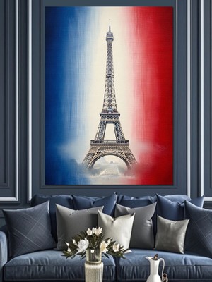 Karizma Tablo Kırmızı Eyfel Kulesi Çizimi Dekoratif Kanvas - Mdf Ahşap Tablo