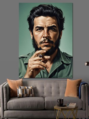 Tablomega Che Guevara Portresi Yeşil Dekoratif Kanvas - Mdf Ahşap Tablo