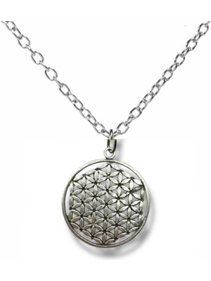 Yaşam Çiçeği Unisex Kolye – 60 cm Zincirli, Spiritüel Tasarım