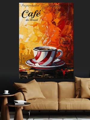 Artmeg Cafe Yazılı Kahve Posteri Dekoratif Kanvas - Mdf Ahşap Tablo