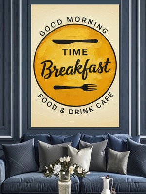 Karizma Tablo Kahvaltı Zamanı Mutfak Yazısı Dekoratif Kanvas - Mdf Ahşap Tablo
