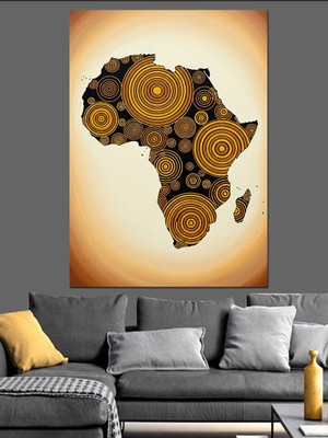 Artmeg Afrika Kıtası Harita Görseli Dekoratif Kanvas - Mdf Ahşap Tablo