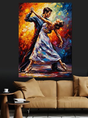 Tablomega Dans Eden Çift Tablosu Dekoratif Kanvas - Mdf Ahşap Tablo