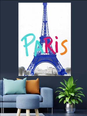 Tablomega Paris Eyfel Kulesi Yazılı Dekoratif Kanvas - Mdf Ahşap Tablo
