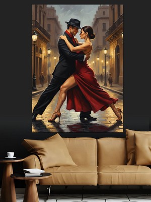 Karizma Tablo Tango Yapan Dansçı Çift Dekoratif Kanvas - Mdf Ahşap Tablo