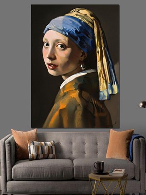 Artmeg Inci Küpeli Kız Tablosu Dekoratif Kanvas - Mdf Ahşap Tablo