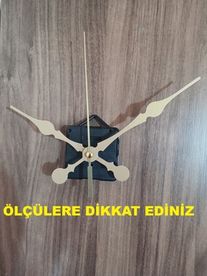 Sessiz Duvar Saati Mekanizması, 14 mm Şaft, Akrep, Yelkovan, Saniye Takımı