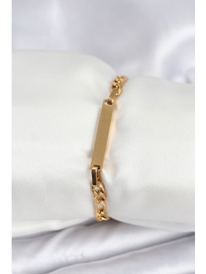 Tegan 316L Çelik Gold Renk Yazı Yazmaya Uygun Kadın Bileklik TG27BB7918
