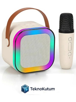 teknokutum Bluetooth Mikrofonlu Karaoke Hoparlör Seti Rgb LED Işıklı Taşınabilir Müzik Bombası