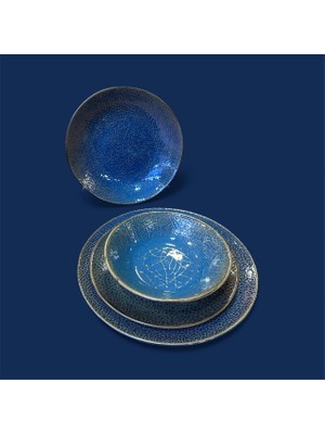 Linea Rhea Roya 24 Parça 6 Kişilik Porselen Yemek Takımı, Mavi