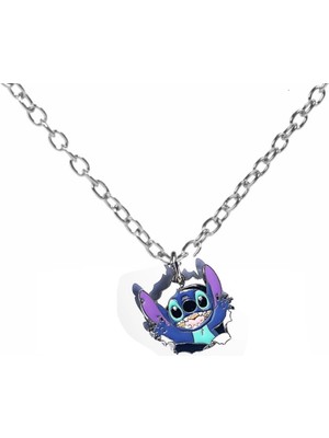 Uzun Mor Kulaklı Stitch Karakter Kolye – Unisex, Renkli ve Eğlenceli Tasarım