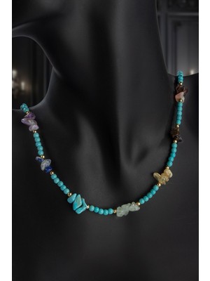 Sıkma Turkuaz Doğal Taş Küre Kesim 7 Çakra Taşı Kolye