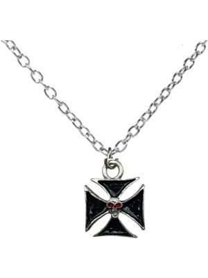 Demir Haç Figürlü Kolye – Gotik Unisex Antik Tasarım, 60 cm Zincirli