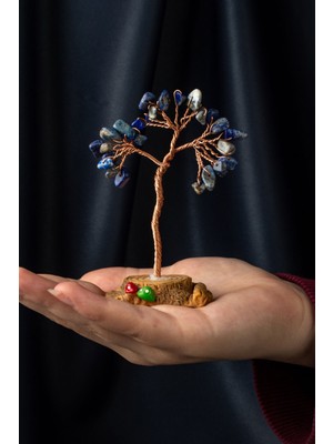 Lapis Lazuli Taşı El Yapımı 5X8CM Doğal Taş Dekoratif Hayat Ağacı