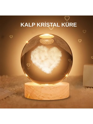 S'82 Kalpli Işıklı Cam Küre Ahşap Standlı Dekoratif Gece Lambası