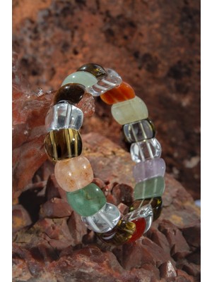 Çakra Doğal Taş Bombeli Dikdörtgen Kesim Bileklik