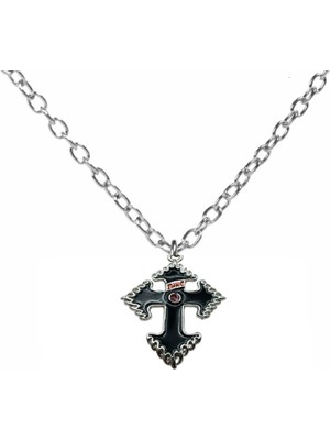 Siyah Kuru Kafa Figürlü Haç Kolye – Gotik Unisex Antik Tasarım, 60 cm Zincirli