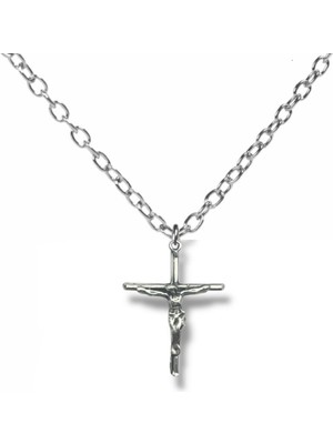 Isa Heykeli Figürlü Haç Kolye – 60 cm Zincirli, Dini & Antik Unisex Takı