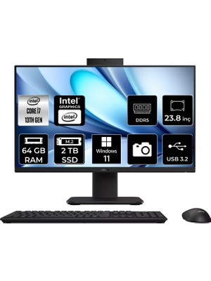 Asus V400 Intel Core I7 13620H 64GB 2tb SSD 23.8" Fhd W11H All In One Bilgisayar & Per4 USB Bellek V440I716512B0DP374