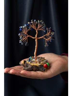 Lapis Lazuli Taşı El Yapımı 7X11CM Doğal Taş Dekoratif Hayat Ağacı