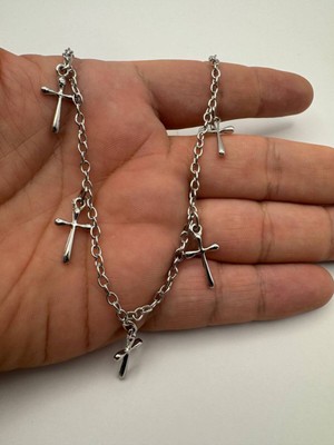 5’li Jesus Haç Motifli Kadın Kolye – 60 cm Zincirli, Zarif ve Anlamlı Tasarım