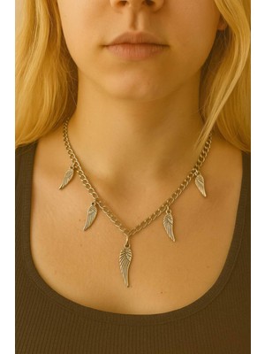 Melek Kanadı Modelli 5’li Kadın Kolye – 60 cm Zincirli, Zarif ve Anlamlı Tasarım
