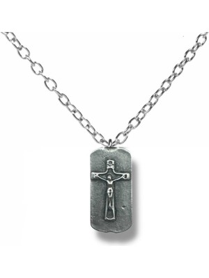 Hz. Isa Figürlü Künye Kolye – 60 cm Zincirli, Antik & Dini Unisex Takı