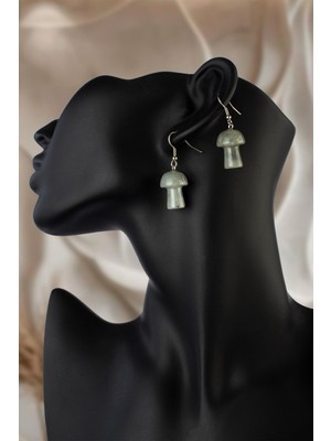 Labradorit Taşı Mantar Kesim Küpe