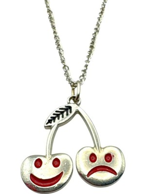 Sad & Happy Cherry Unisex Kolye – Mutlu ve Mutsuz Kiraz Figürlü Tasarım