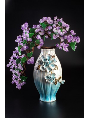 Ametist Taşı El Yapımı Doğal Taş 45X16X16CM Dekoratif Ağaç