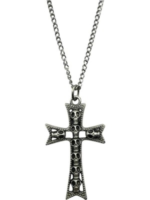 Kurukafa Detaylı Gotik Haç Unisex Kolye – Mistik ve Karanlık Tasarım