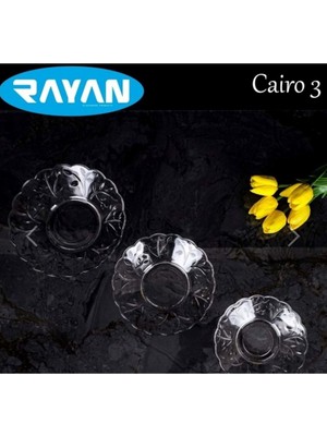 TrentCo 6'lı Cam Tabak Güneş Yıldız Gül 3 Model ROYALEKS-G-405