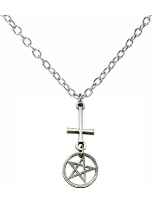 Pentagram Kolye – Unisex Metal Takı, 60 cm Zincirli Gotik & Mistik Stil