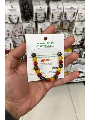 Sitrin Taşı-Karışık Doğal Taş Küre Kesim Para Bilekliği