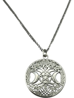 Üçlü Ay Tanrıçası ve Yaşam Ağacı Figürlü Unisex Kolye – 60 cm Zincirli Spiritüel, Mistik Tasarım