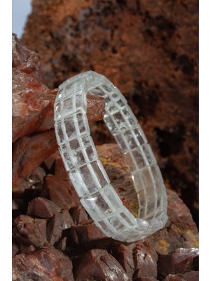 Kristal Kuvars Doğal Taş Dikdörtgen Kesim Bileklik