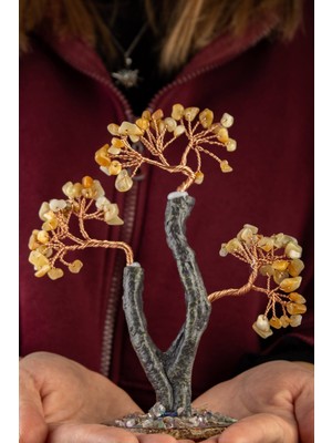 Akik Taşı El Yapımı 8X17CM Doğal Taş Dekoratif Hayat Ağacı