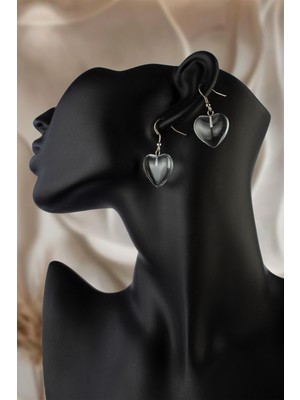 Kristal Kuvars Doğal Taş Kalp Kesim Küpe