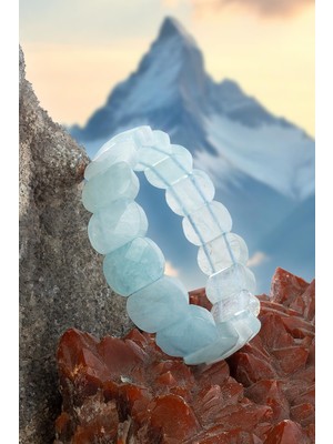 Akuamarin Doğal Taş Parlak Oval Faset Kesim 11X15MM Bileklik