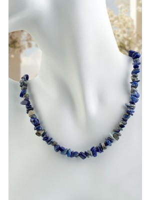 Lapis Lazuli Doğal Kırık Taş Tam Tur Kolye