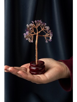 Ametist Taşı El Yapımı 4X11CM Doğal Taş Dekoratif Hayat Ağacı