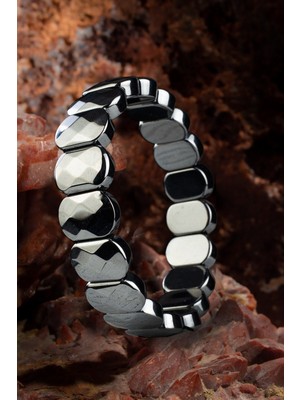 Terahertz Taşı Doğal Taş Oval Kesim Bileklik