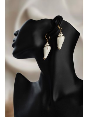 Sedef Taşı-Deniz Kabuğu Doğal Taş Çelik Küpe