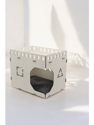 Feyza Design Dayanıklı Ahşap Büyük Kedi Evi, Dekoratif ve Rahat Yatak 50X35 cm